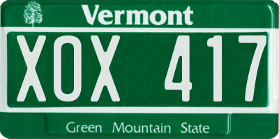 VT license plate XOX417