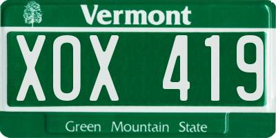 VT license plate XOX419