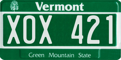 VT license plate XOX421