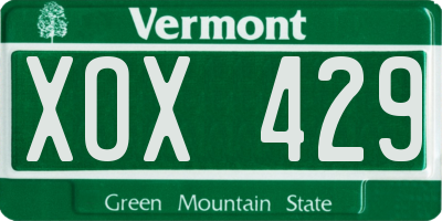 VT license plate XOX429