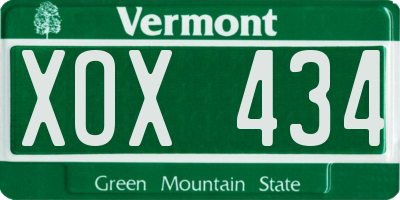 VT license plate XOX434
