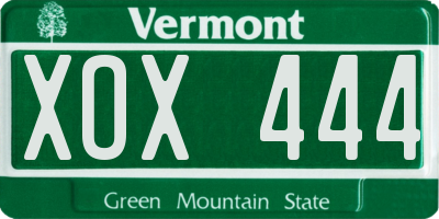 VT license plate XOX444