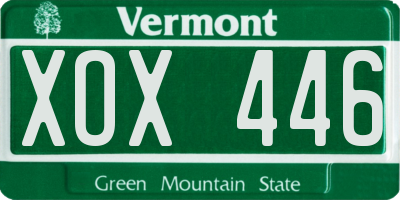 VT license plate XOX446