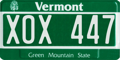 VT license plate XOX447