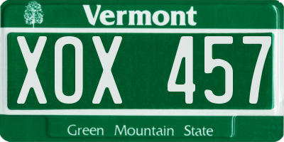 VT license plate XOX457