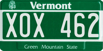 VT license plate XOX462