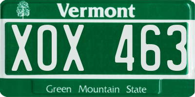 VT license plate XOX463