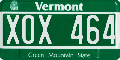 VT license plate XOX464