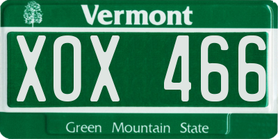 VT license plate XOX466