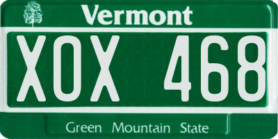 VT license plate XOX468