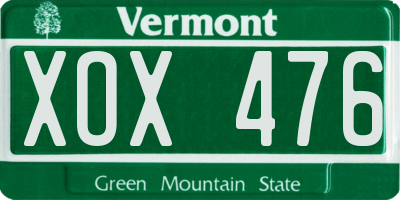 VT license plate XOX476