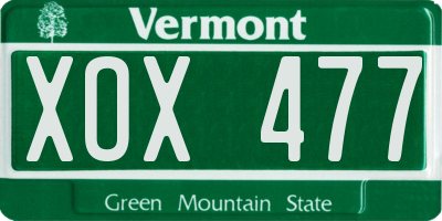 VT license plate XOX477