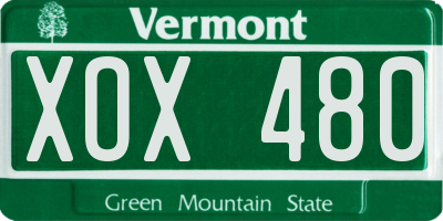 VT license plate XOX480