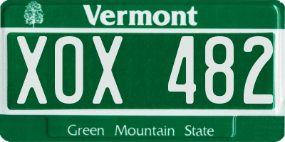 VT license plate XOX482