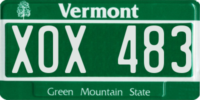VT license plate XOX483