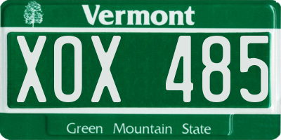 VT license plate XOX485