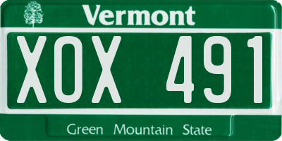 VT license plate XOX491