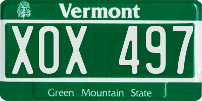VT license plate XOX497
