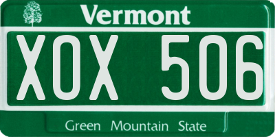 VT license plate XOX506