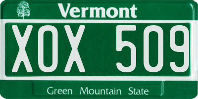 VT license plate XOX509