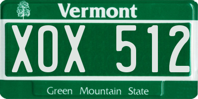 VT license plate XOX512