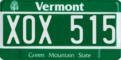 VT license plate XOX515