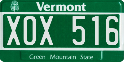 VT license plate XOX516