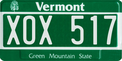 VT license plate XOX517