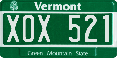 VT license plate XOX521