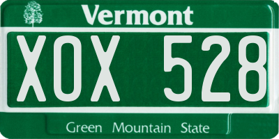 VT license plate XOX528