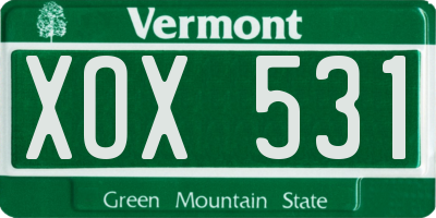 VT license plate XOX531