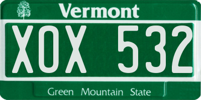 VT license plate XOX532