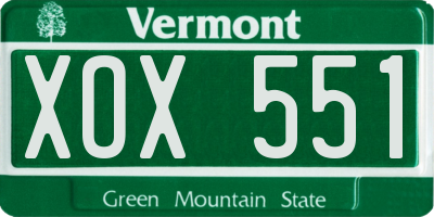 VT license plate XOX551