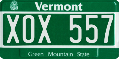 VT license plate XOX557