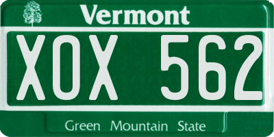 VT license plate XOX562