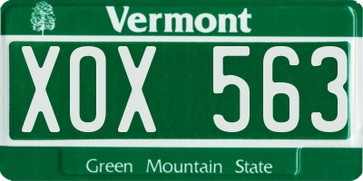 VT license plate XOX563