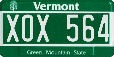 VT license plate XOX564