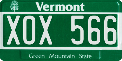 VT license plate XOX566