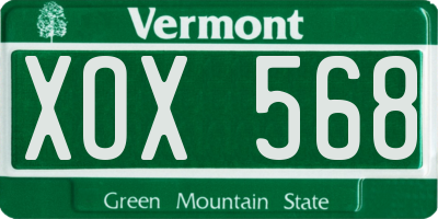 VT license plate XOX568