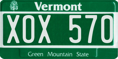 VT license plate XOX570