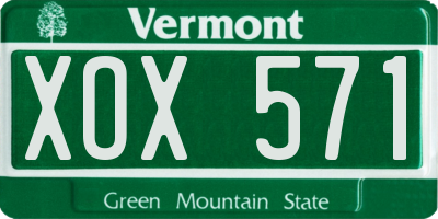 VT license plate XOX571