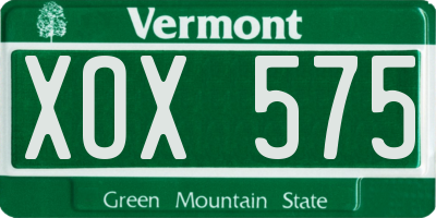 VT license plate XOX575