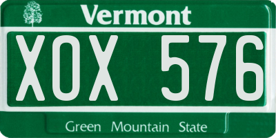 VT license plate XOX576