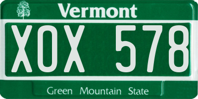 VT license plate XOX578