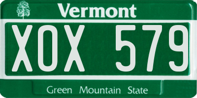VT license plate XOX579