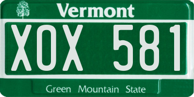 VT license plate XOX581