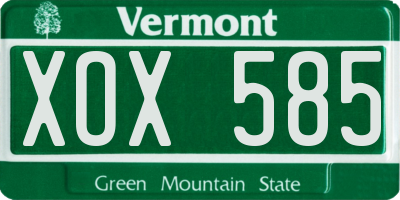VT license plate XOX585
