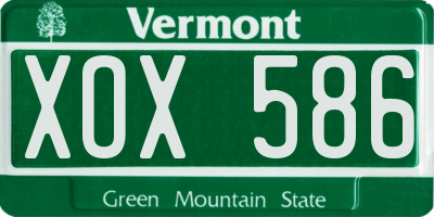 VT license plate XOX586