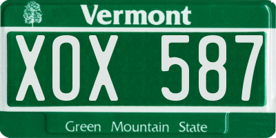 VT license plate XOX587