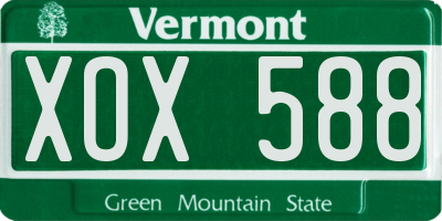 VT license plate XOX588